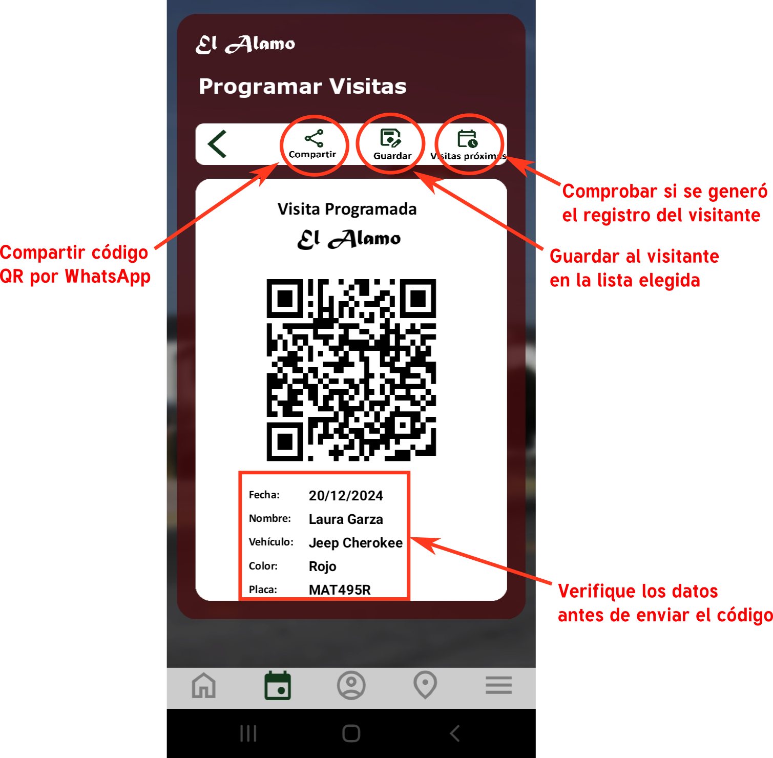 MiAlamo pantalla CODIGO QR